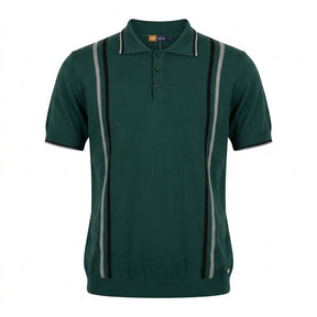 Men Knitted Polo Shirt With Vertical Stripe Design