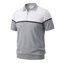 Men Color Block Knitted Polo Shirt With Zip Neck