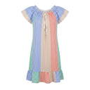 Women Striped Midi Dress With Ruffle Sleeves