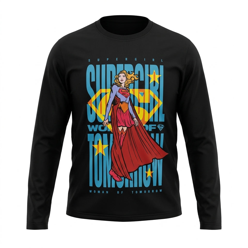 Women Supergirl Long Sleeve Graphic T Shirt