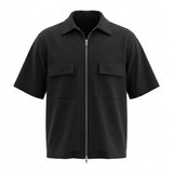 Men Short Sleeve Zip Up Utility Shirt