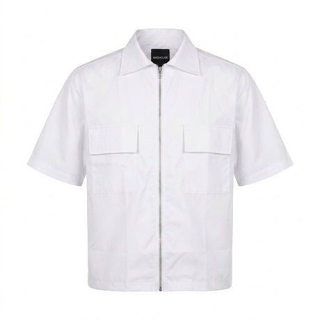 Men Short Sleeve Zip Up Utility Shirt