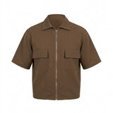 Men Short Sleeve Zip Up Utility Shirt