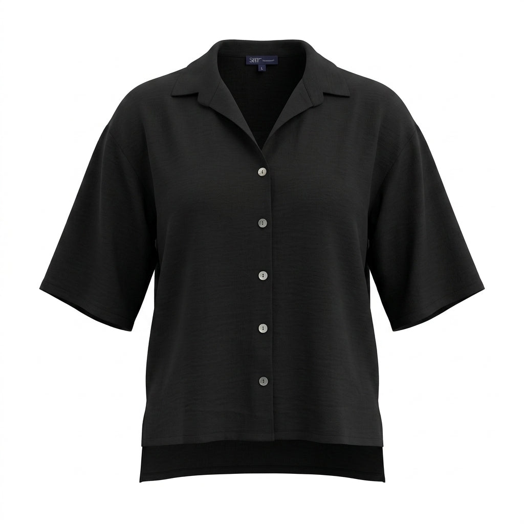 Women 3 4 Sleeve Button Up Blouse