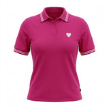 Casual Contrast Trim Short Sleeve Polo Top With Heart