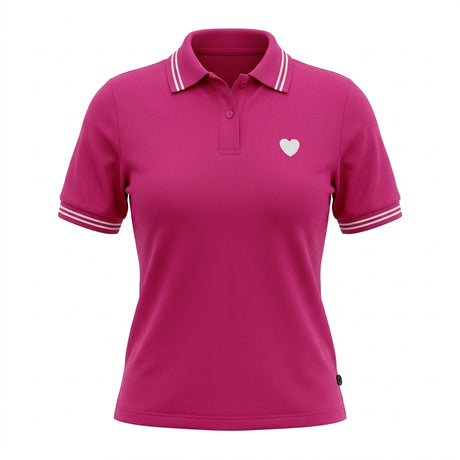 Casual Contrast Trim Short Sleeve Polo Top With Heart