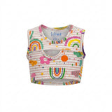 Girls Print Sleeveless Top And Shorts Set