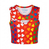Girls Heart Print Sleeveless Top And Shorts Set