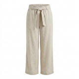 China Made Women Light Wide Leg Tie Waist Pants