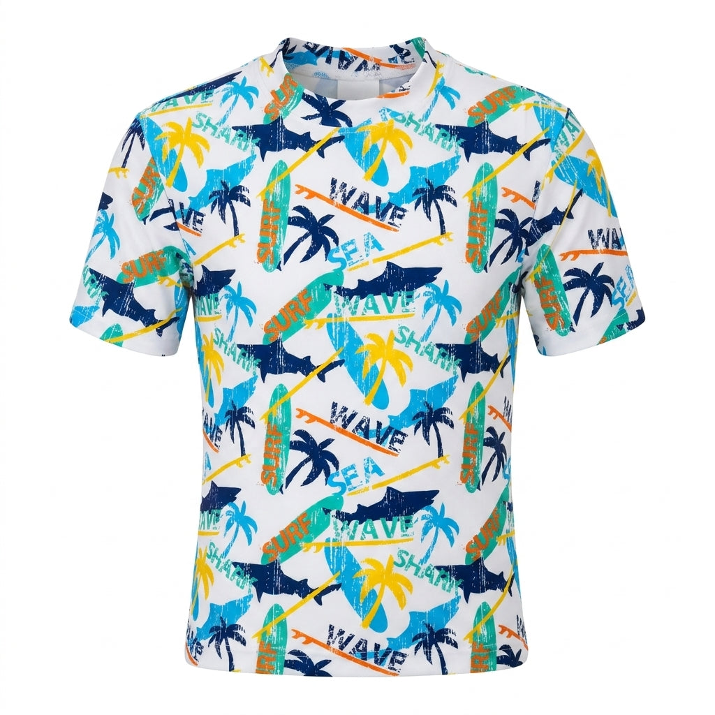 Boys Tropical Surf Print Short Sleeve Swim Set