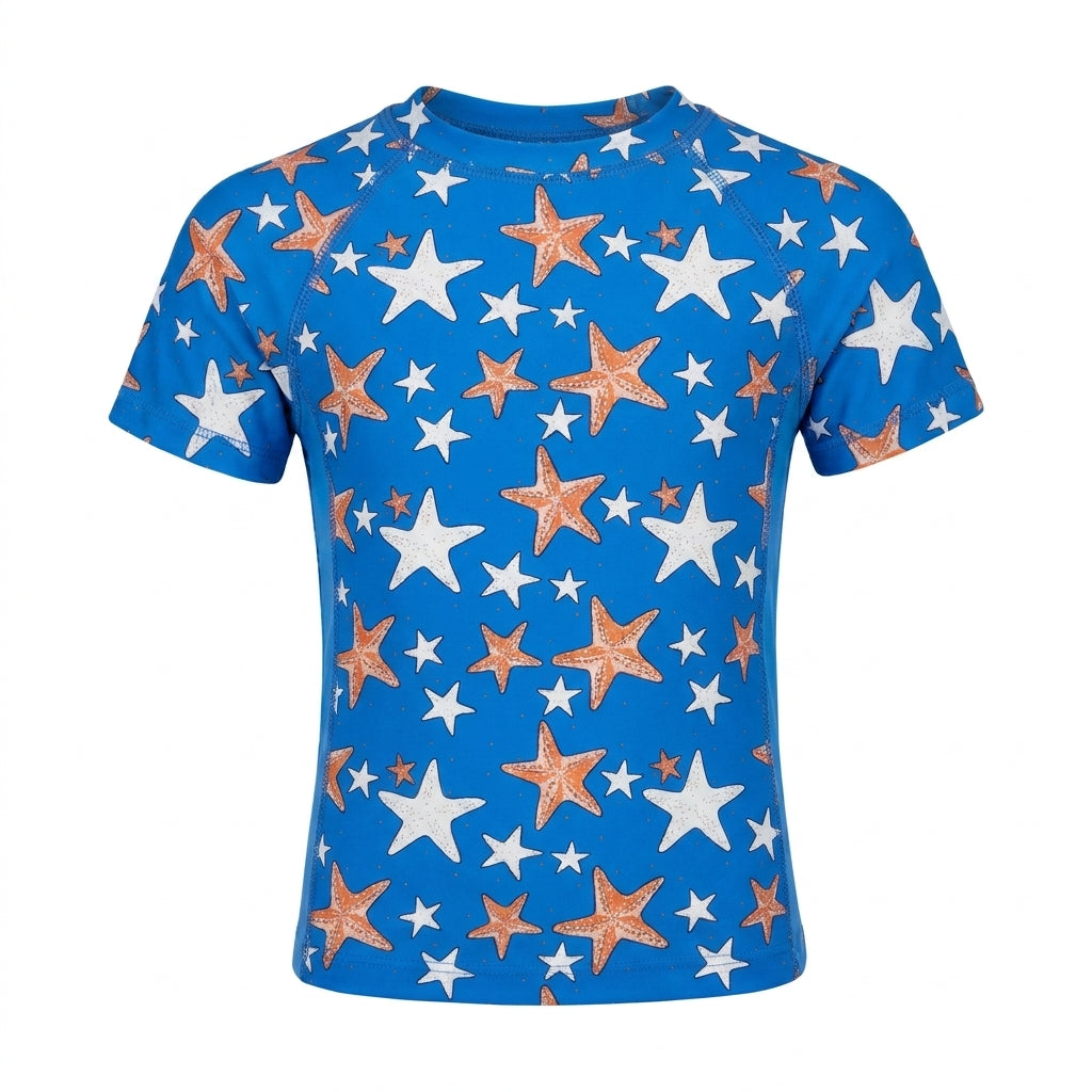 Boys 2 Piece Swimwear Set Starfish Rash Guard And Shorts