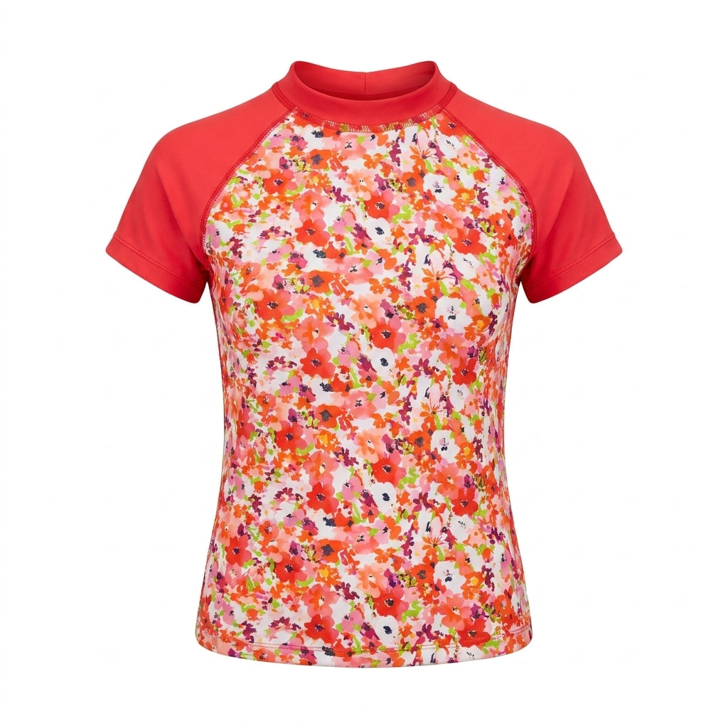 Girls Floral Short Sleeve Swim Set