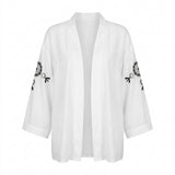 Women Embroidered Open Front Cover Up Blouse