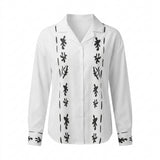 Women Abstract Print Button Front Blouse