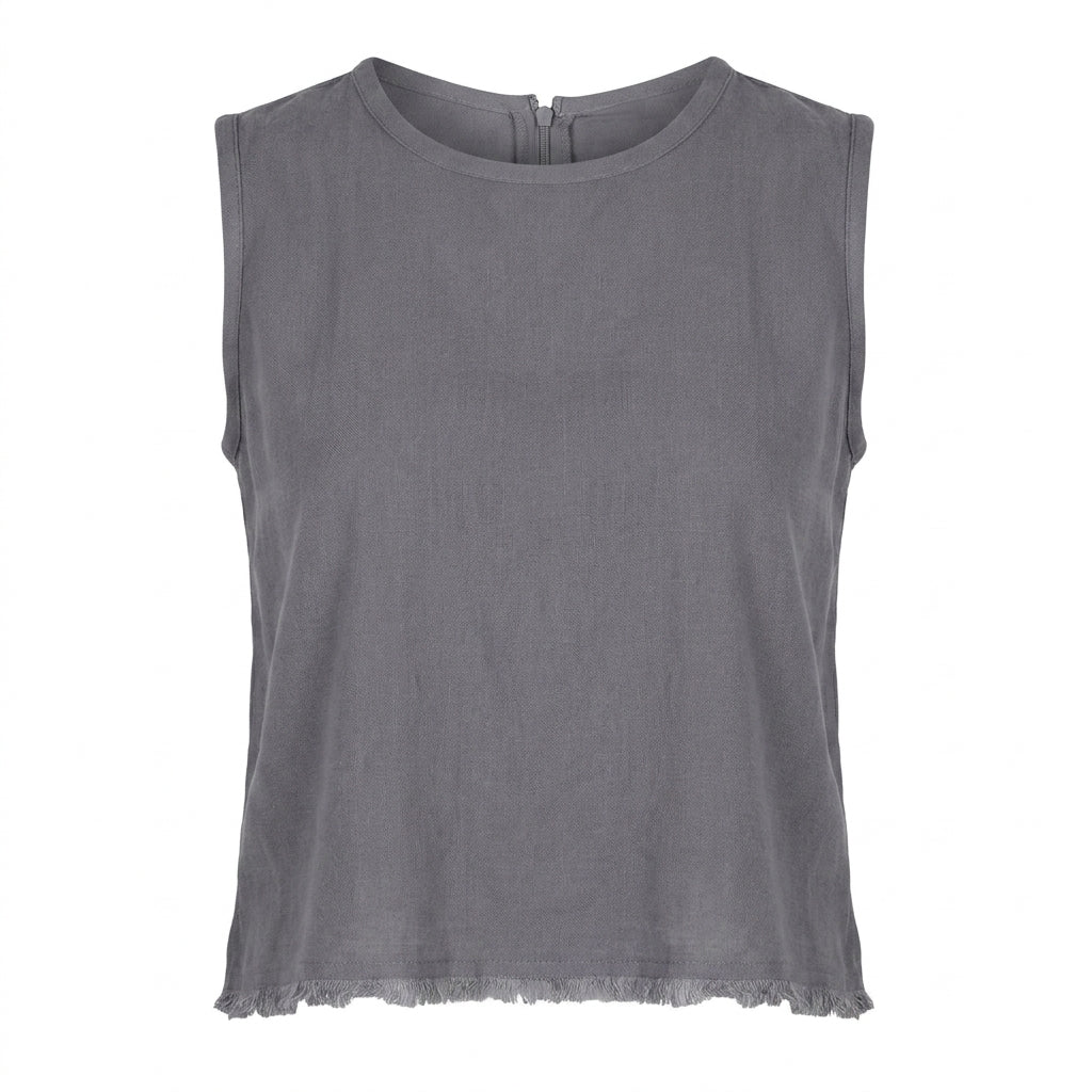Casual Wear Women Charcoal Sleeveless Cropped Top