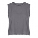 Casual Wear Women Charcoal Sleeveless Cropped Top