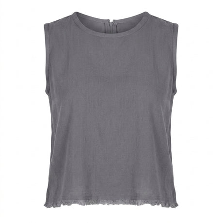 Casual Wear Women Charcoal Sleeveless Cropped Top