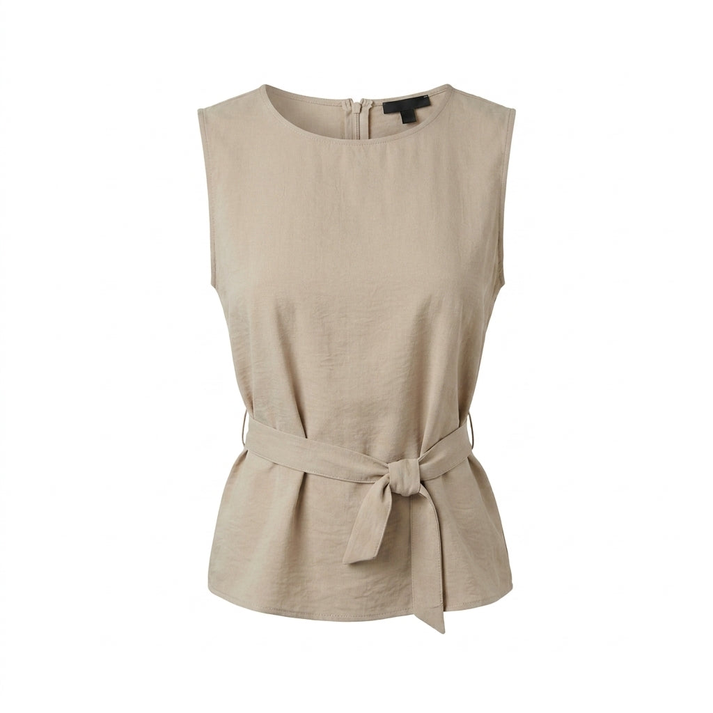 Casual Wear Women Sleeveless Tie Waist Top