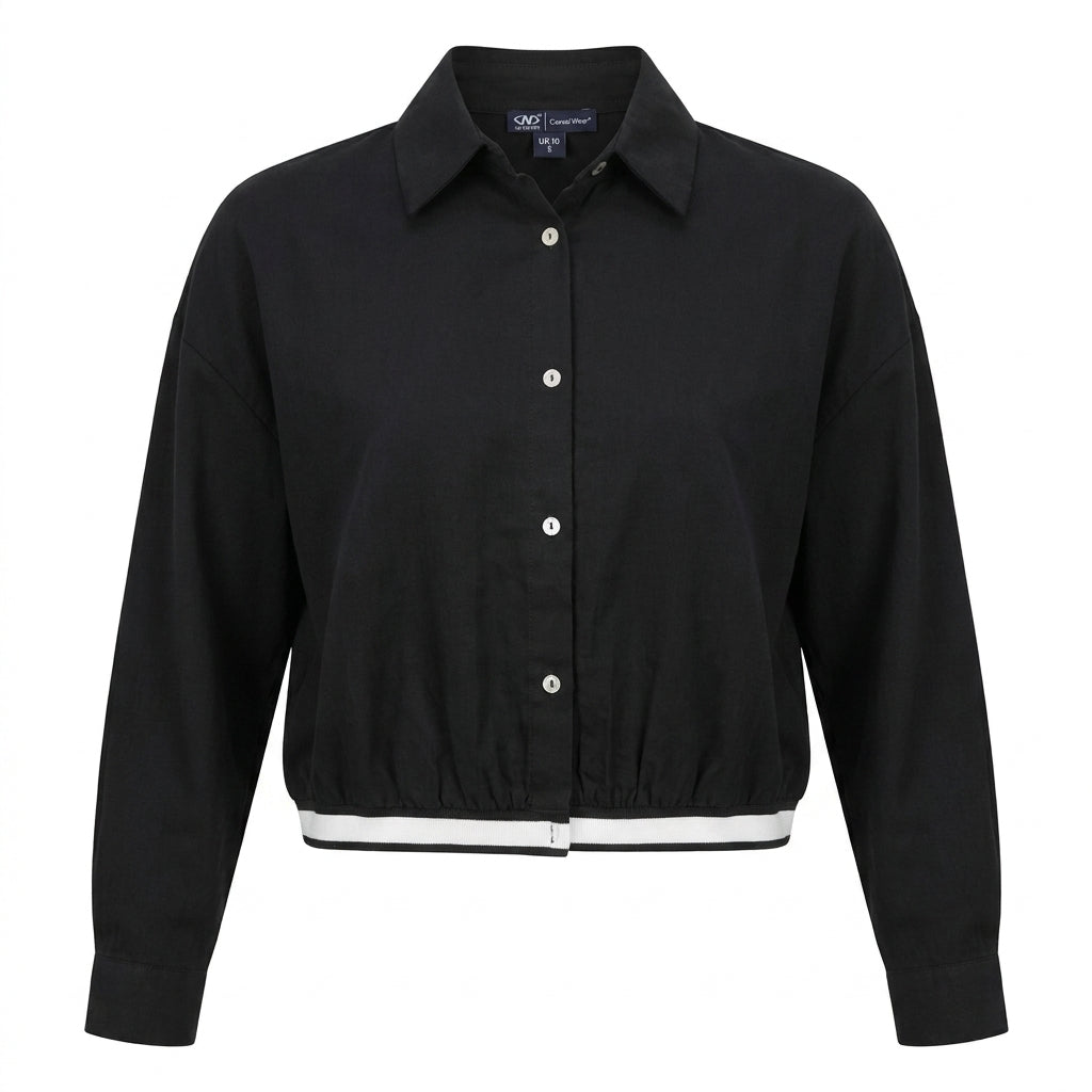Women Cropped Button Front Shirt