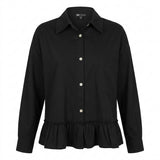 Girls Ruffle Hem Button Front Shirt