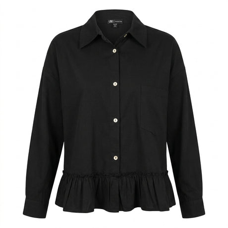 Girls Ruffle Hem Button Front Shirt