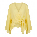Women Tie Front Cover Up Blouse