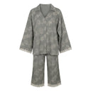 Women Floral Print Lace Trim Pajama Set