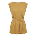 Women Textured Sleeveless Tie Waist Top