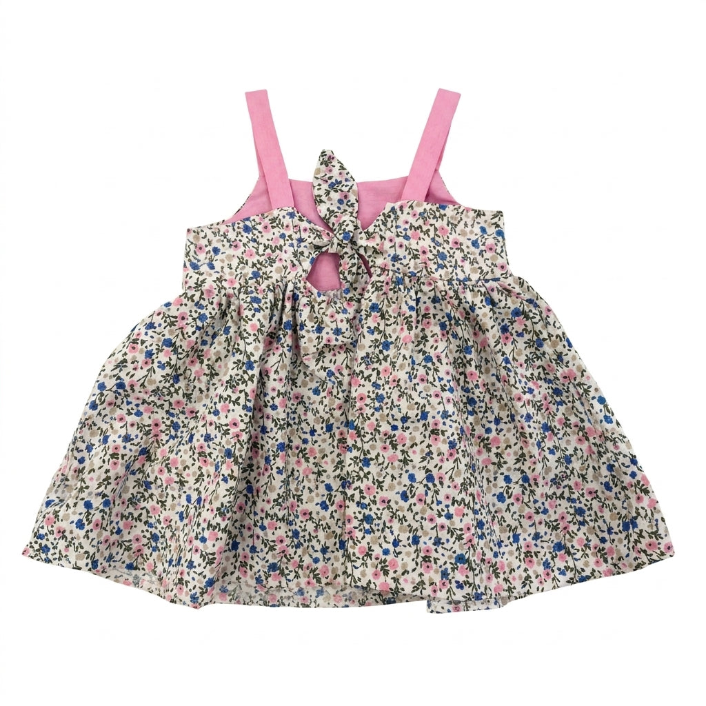 Floral Sleeveless Dress With Straps And Bow