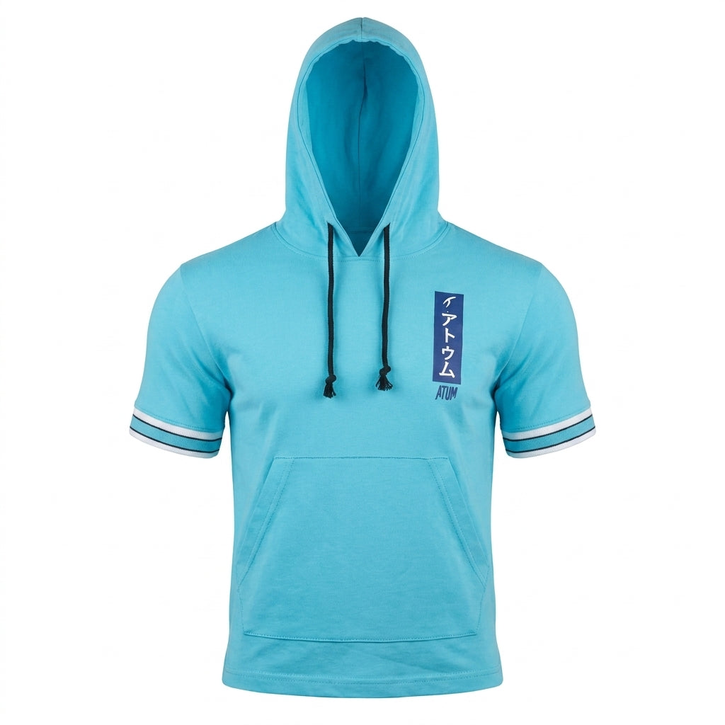 Kids Short Sleeve Hooded T Shirt With Kangaroo Pocket