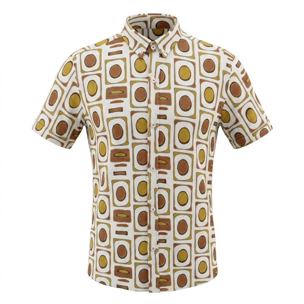 Boys Retro Geometric Print Short Sleeve Shirt