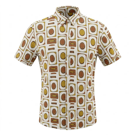 Boys Retro Geometric Print Short Sleeve Shirt