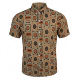 Boys Retro Geometric Print Short Sleeve Shirt