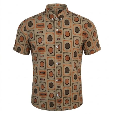 Boys Retro Geometric Print Short Sleeve Shirt