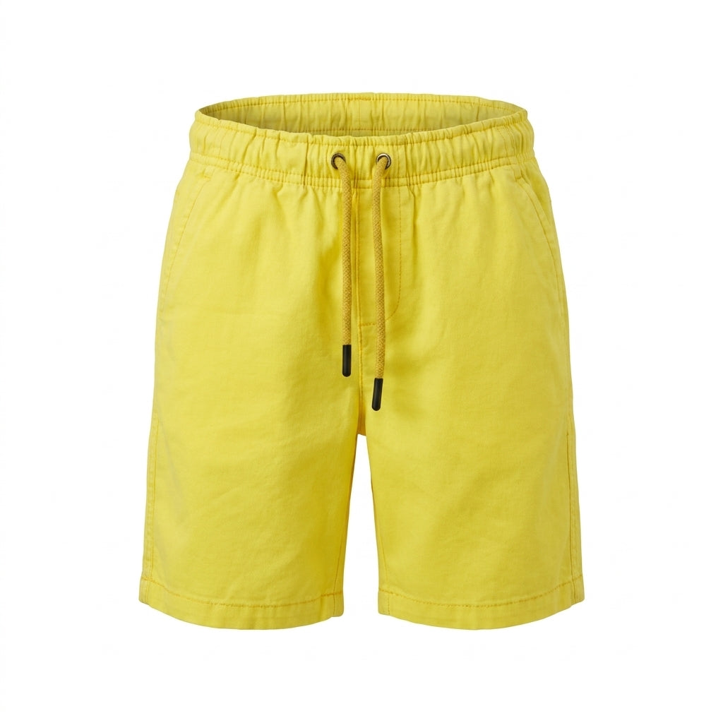 Men Linen Blend Drawstring Casual Shorts