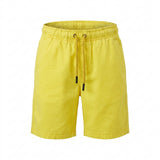 Men Linen Blend Drawstring Casual Shorts