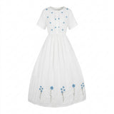 Girls Embroidered Floral Maxi Dress