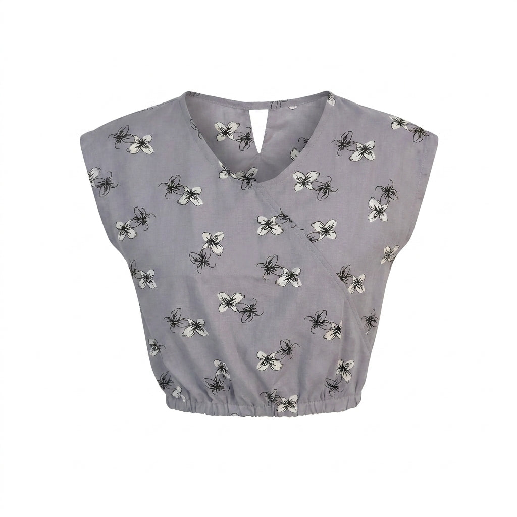 Girls Floral Print Blouse And Shorts Set