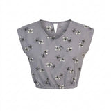 Girls Floral Print Blouse And Shorts Set