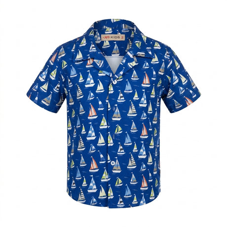Boys Sailboat Print Short Sleeve Shirt