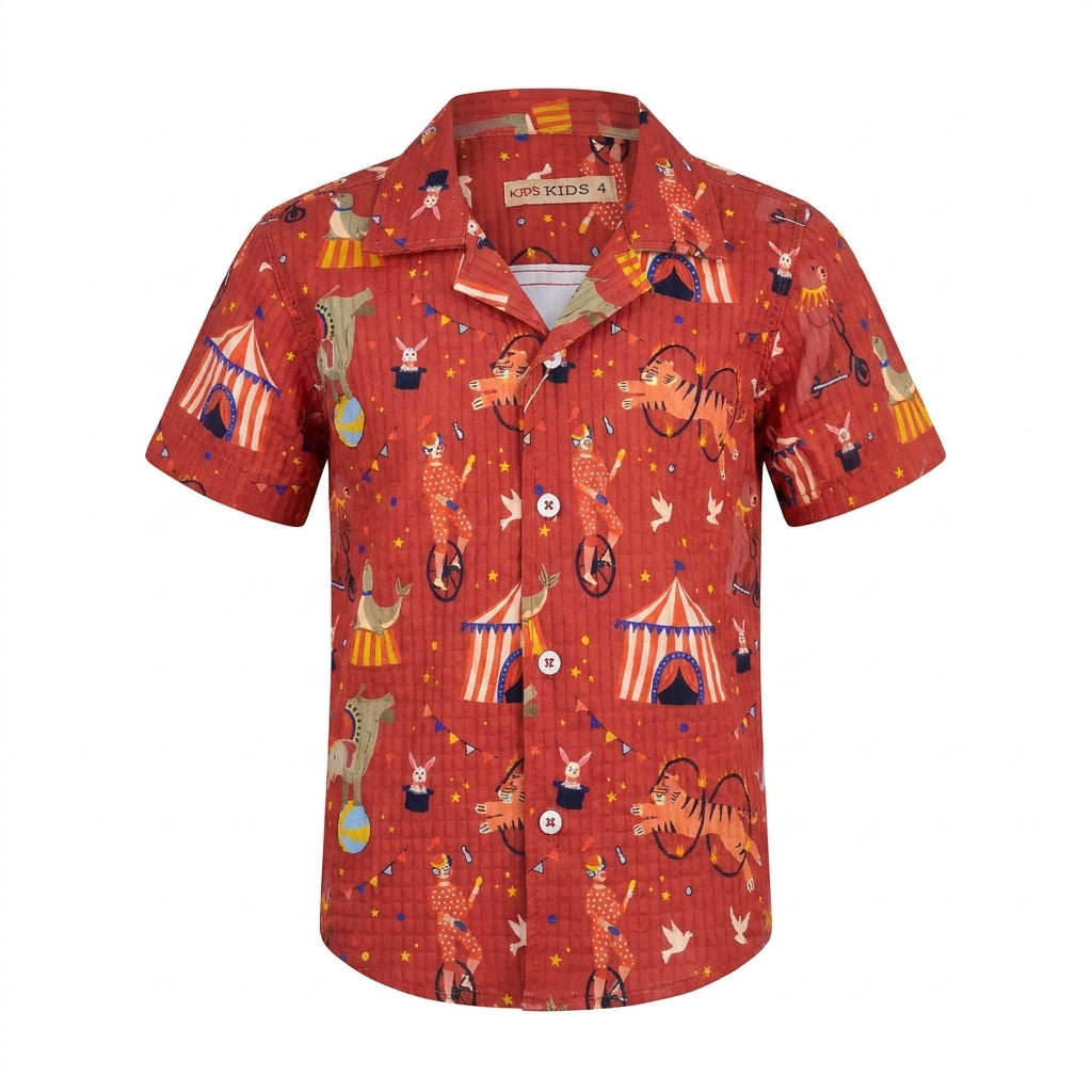 Boys Circus Print Short Sleeve Shirt