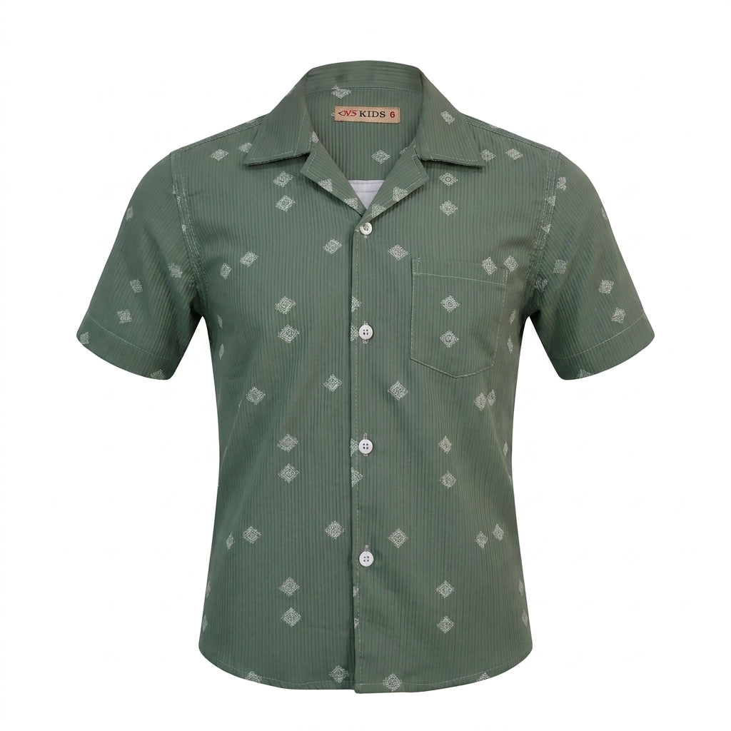 Kids Short Sleeve Printed Button Front Shirt