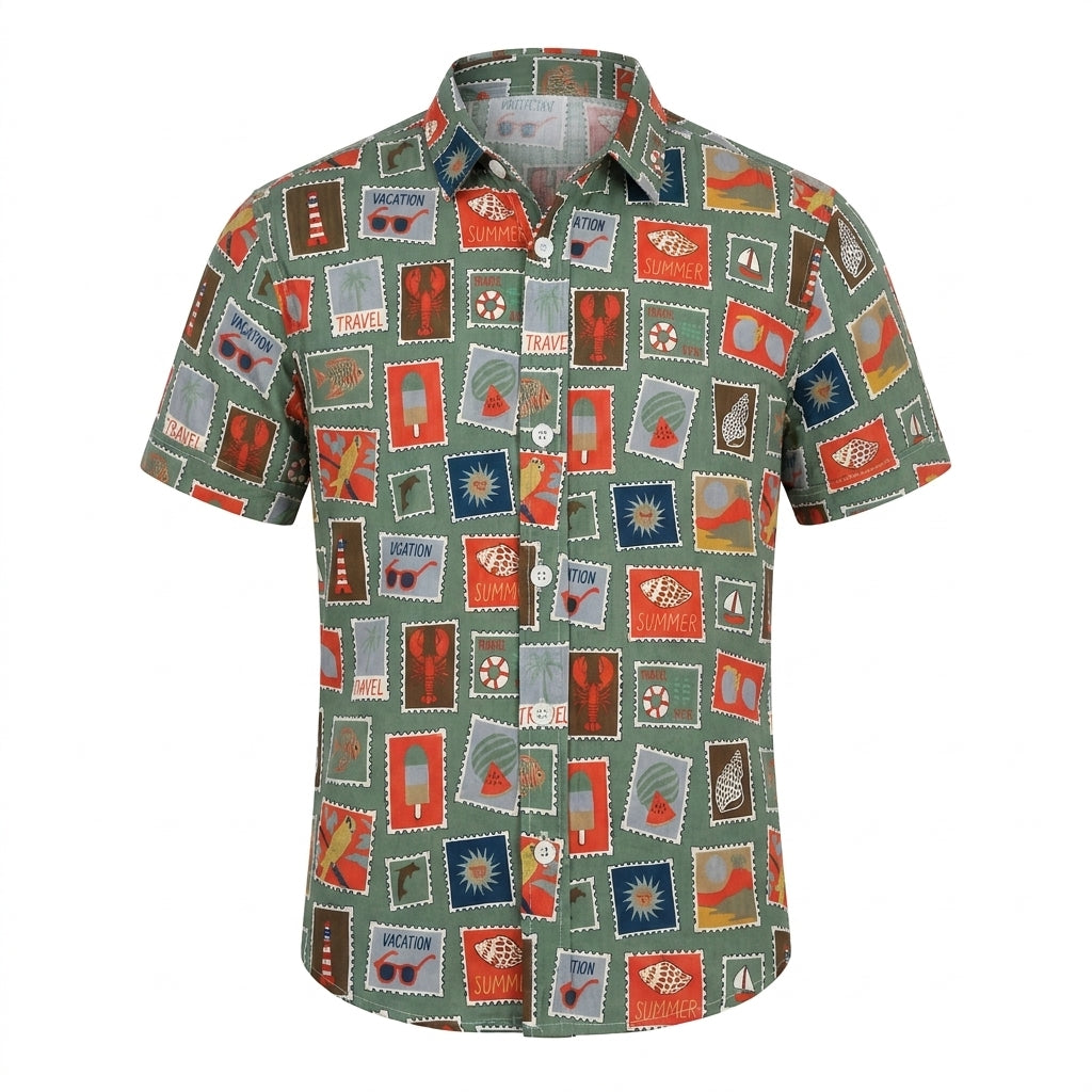 Boys Summer Print Short Sleeve Shirt