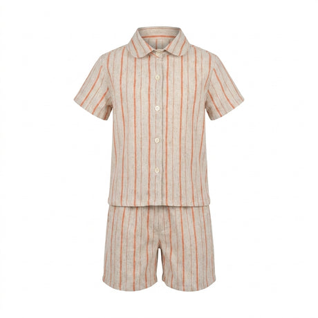 Boys Striped Short Sleeve Shirt And Shorts Set