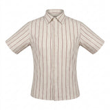 Men Striped Short Sleeve Linen Look Shirt