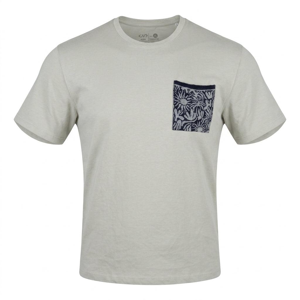 Men Crew Neck Short Sleeve T Shirt With Patterned Pocket