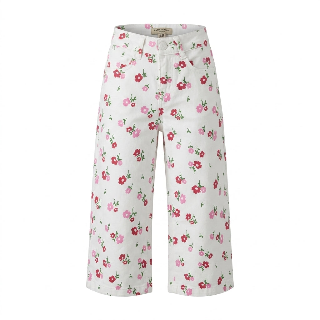 Girls Floral Wide Leg Pants