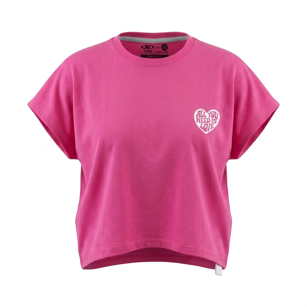 Girls Oversized T Shirt With All You Need Is Love Heart Print
