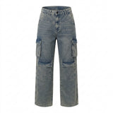 Women Wide Leg Cargo Denim Jeans