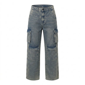Women Wide Leg Cargo Denim Jeans